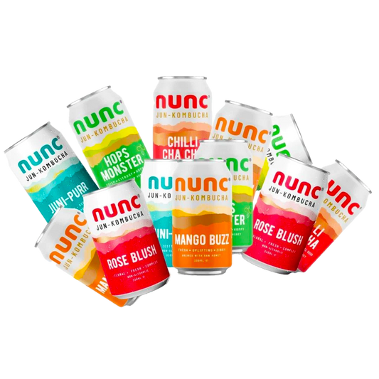 Not sure which flavour of non alcoholic Kombucha you like? Try them all with our mixed box of Sparkling tea drinks