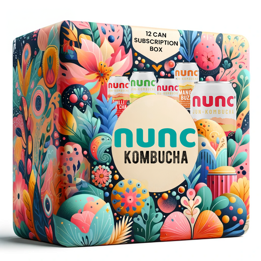 Subscribe to regularly receive 12 cans of delicious kombucha brewed with raw honey and receive special goodies in each subscription box