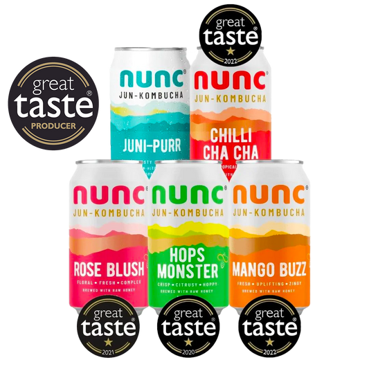 Six cans of mixed flavours of our all natural, award winning sparkling tea kombucha