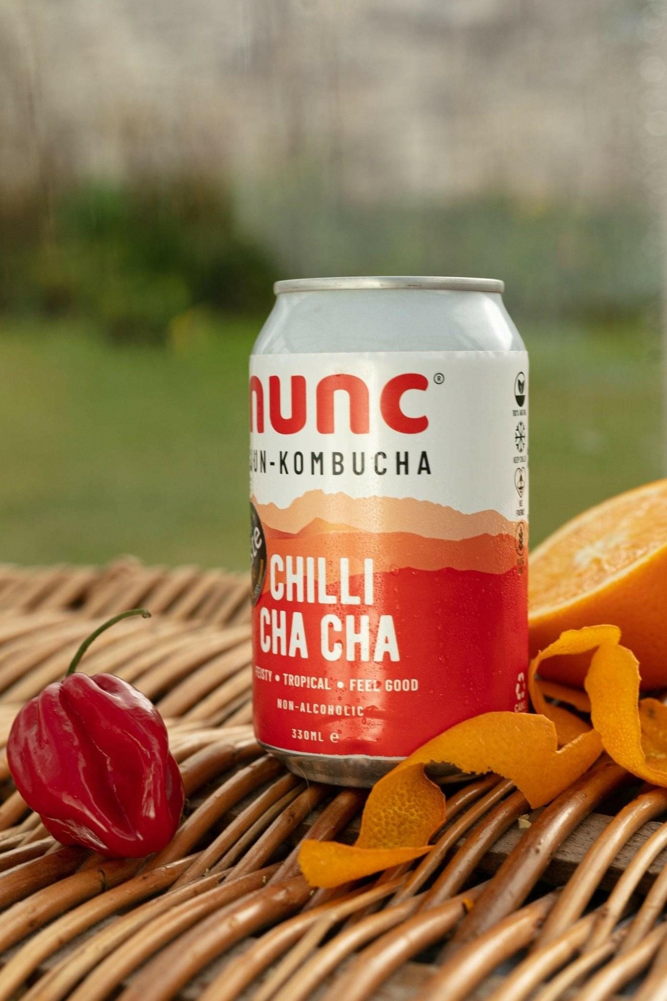 Nuncās award winning Chilli Cha Cha kombucha tea drink is flavoured with Mango, Pineapple and Scotch Bonnet Chilli