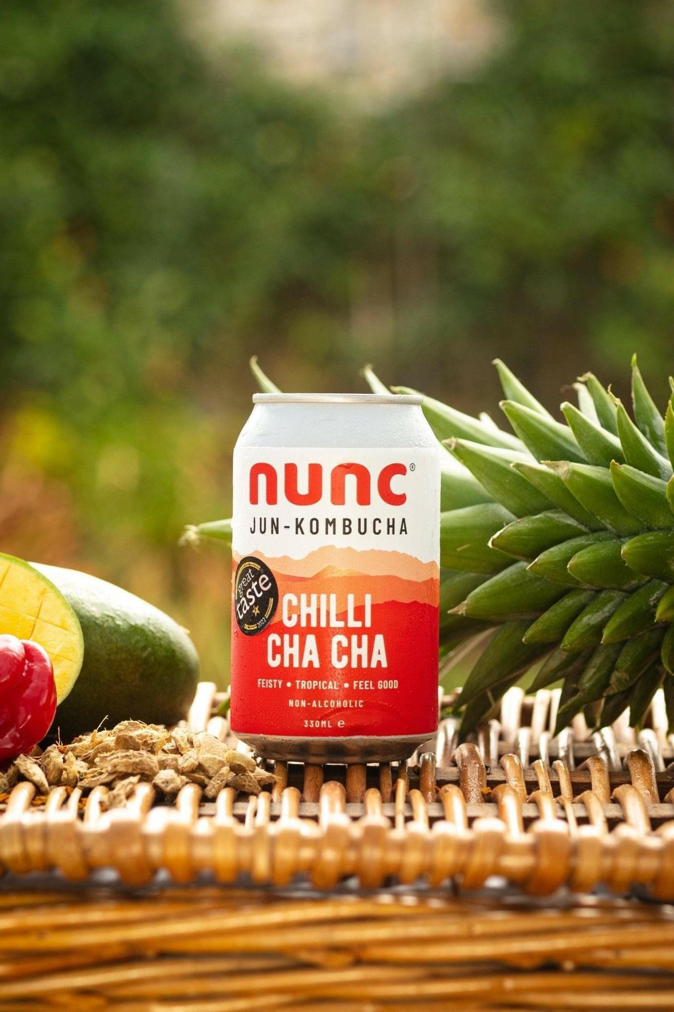 Nuncās award winning Chilli Cha Cha kombucha tea drink is flavoured with Mango, Pineapple and Scotch Bonnet Chilli