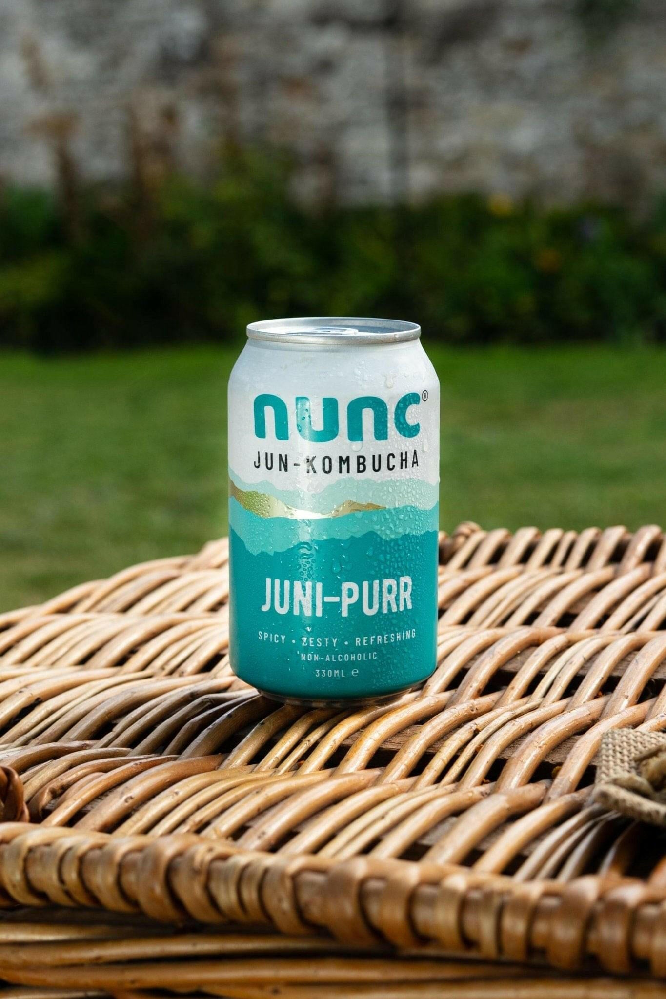 A crisp and refreshing Jun Kombucha hand crafted with juniper berries, kaffir lime leaves, ginger, fennel seeds and coriander seeds