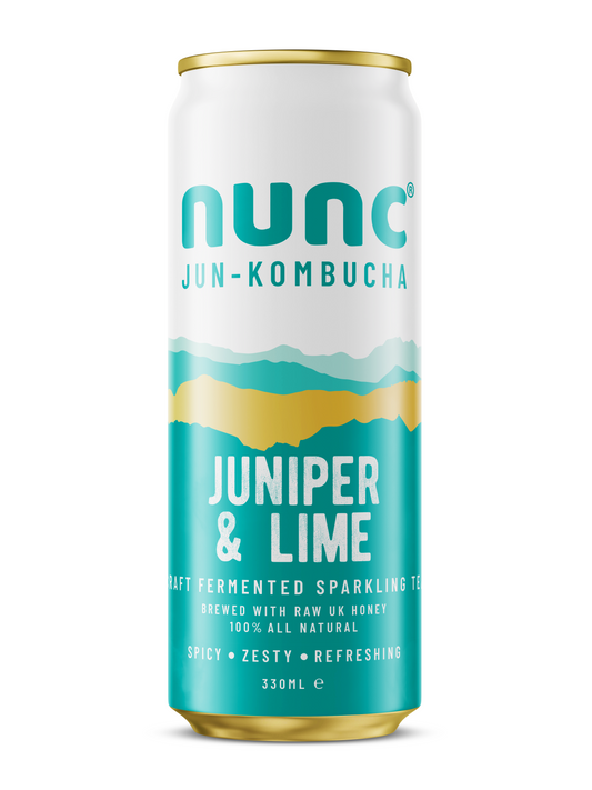 Nunc’s award winning Juni-Purr kombucha tea drinks is flavoured with Juniper berries, lime leaves, fennel seeds and coriander seeds
