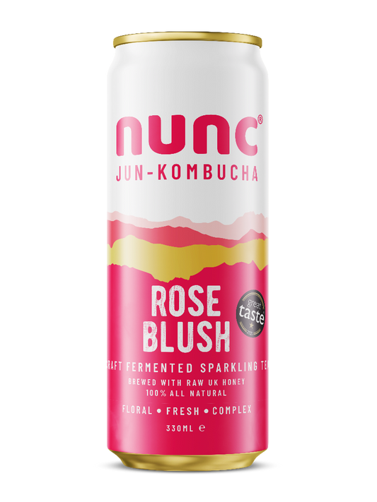 Rose Blush is a tasty and refreshing non-alcoholic kombucha alternative to a dry rose wine